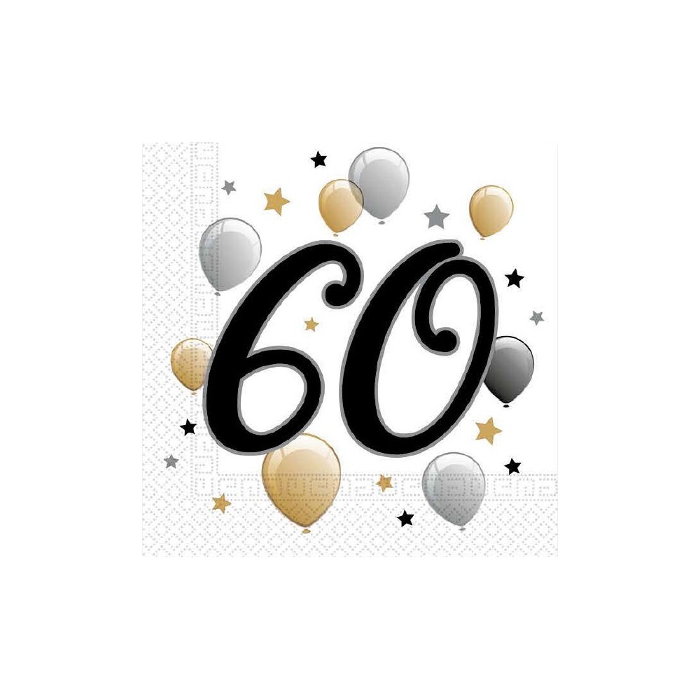 Happy Birthday Milestone Happy Birthday 60 Napkin Pack of 20 33x33 cm