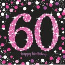 Happy Birthday Pink Happy Birthday 60 Napkins Pack of 16, 33x33 cm