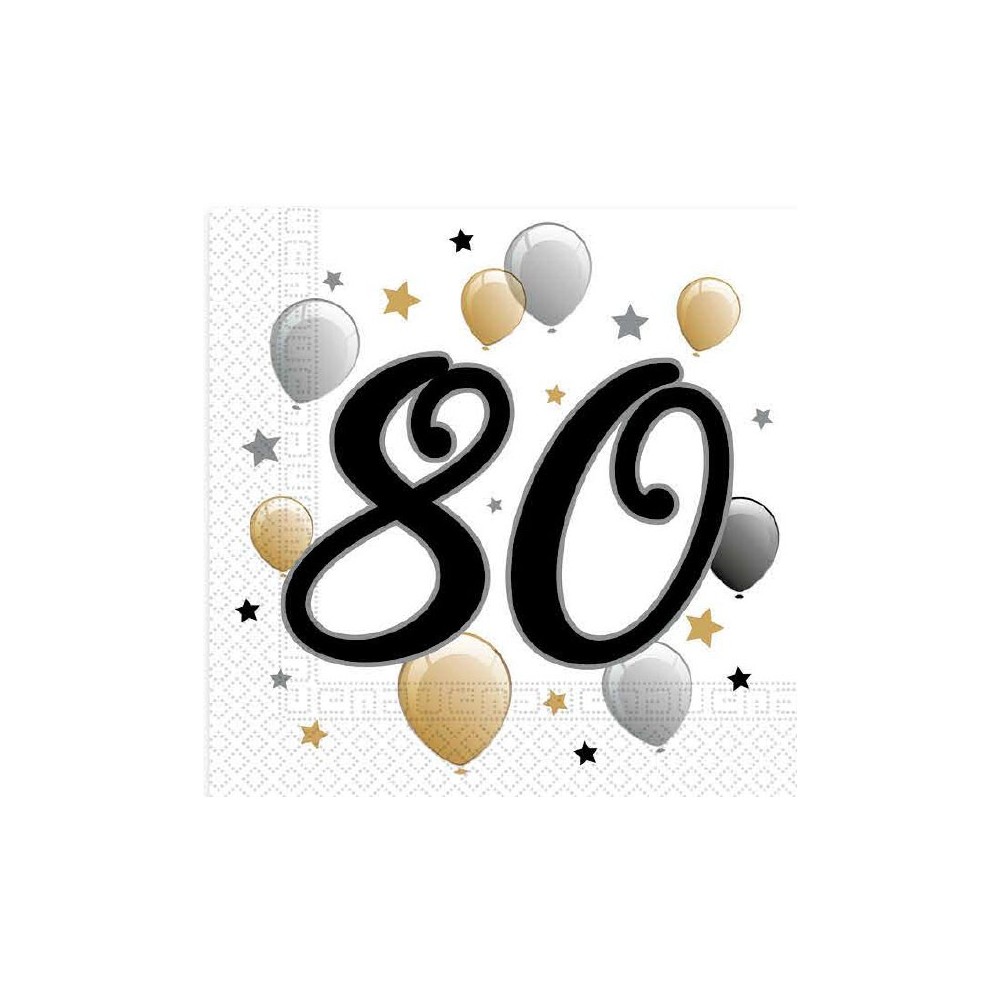 Happy Birthday Milestone Happy Birthday 80 napkin 20 pcs 33x33 cm