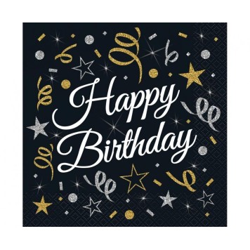Happy Birthday B&C  Happy Birthday napkin pack of 20 33x33 cm