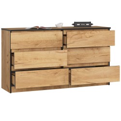 KOMODA K140 6SZ CLP DĄB CRAFT