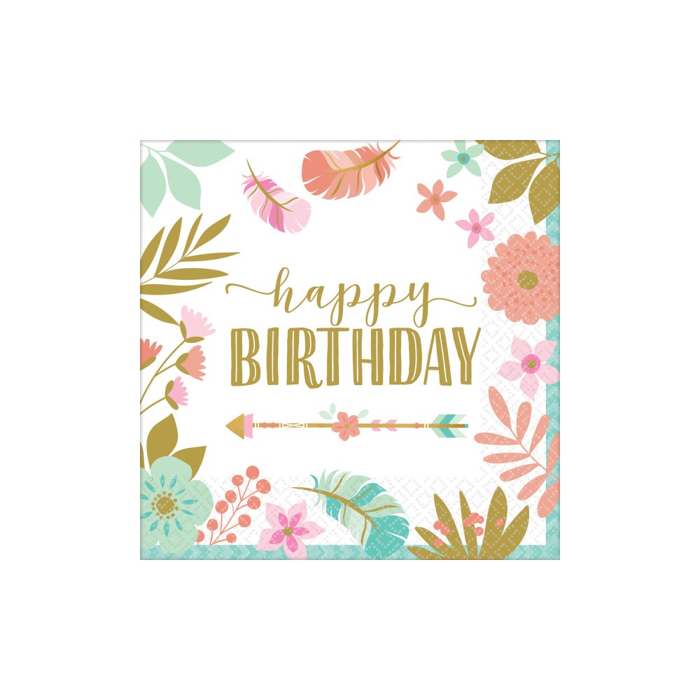 Happy Birthday Boho Happy Birthday Napkins 16 pcs 33x33 cm