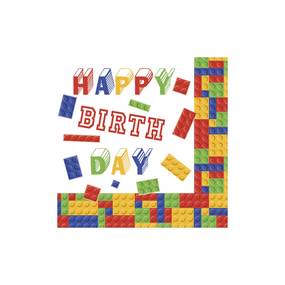 Happy Birthday Blocks napkin 20 pcs 33x33 cm