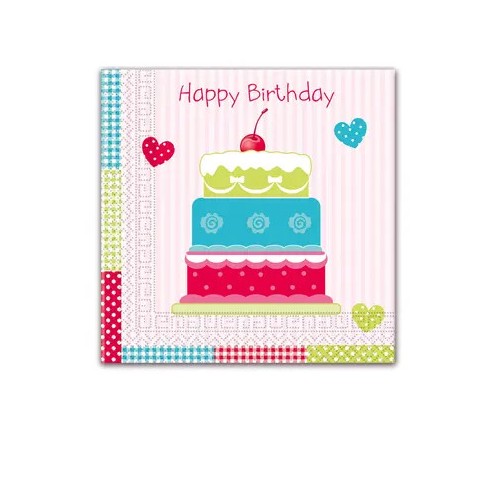 Happy Birthday Cake Happy Birthday napkin set of 20 33x33 cm