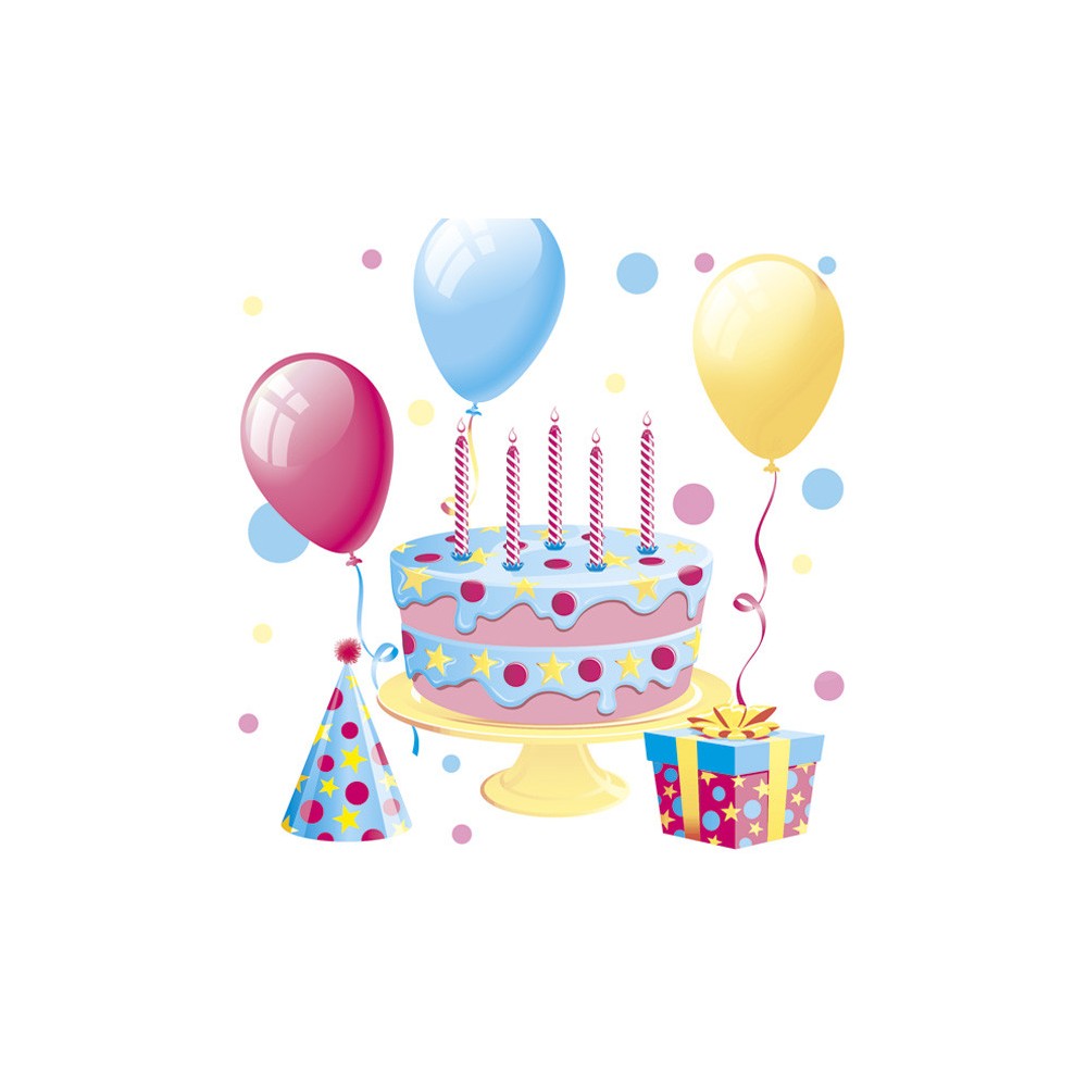 Happy Birthday Cake with Balloons Happy Birthday napkin 20 pcs 33x33 cm