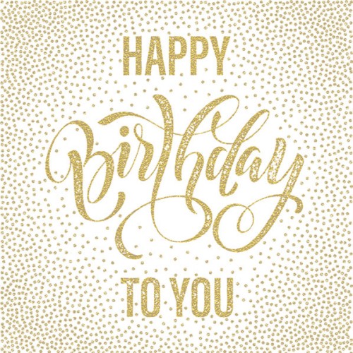 Happy Birthday Dotted Gold Happy Birthday napkin 20 pcs 33x33 cm