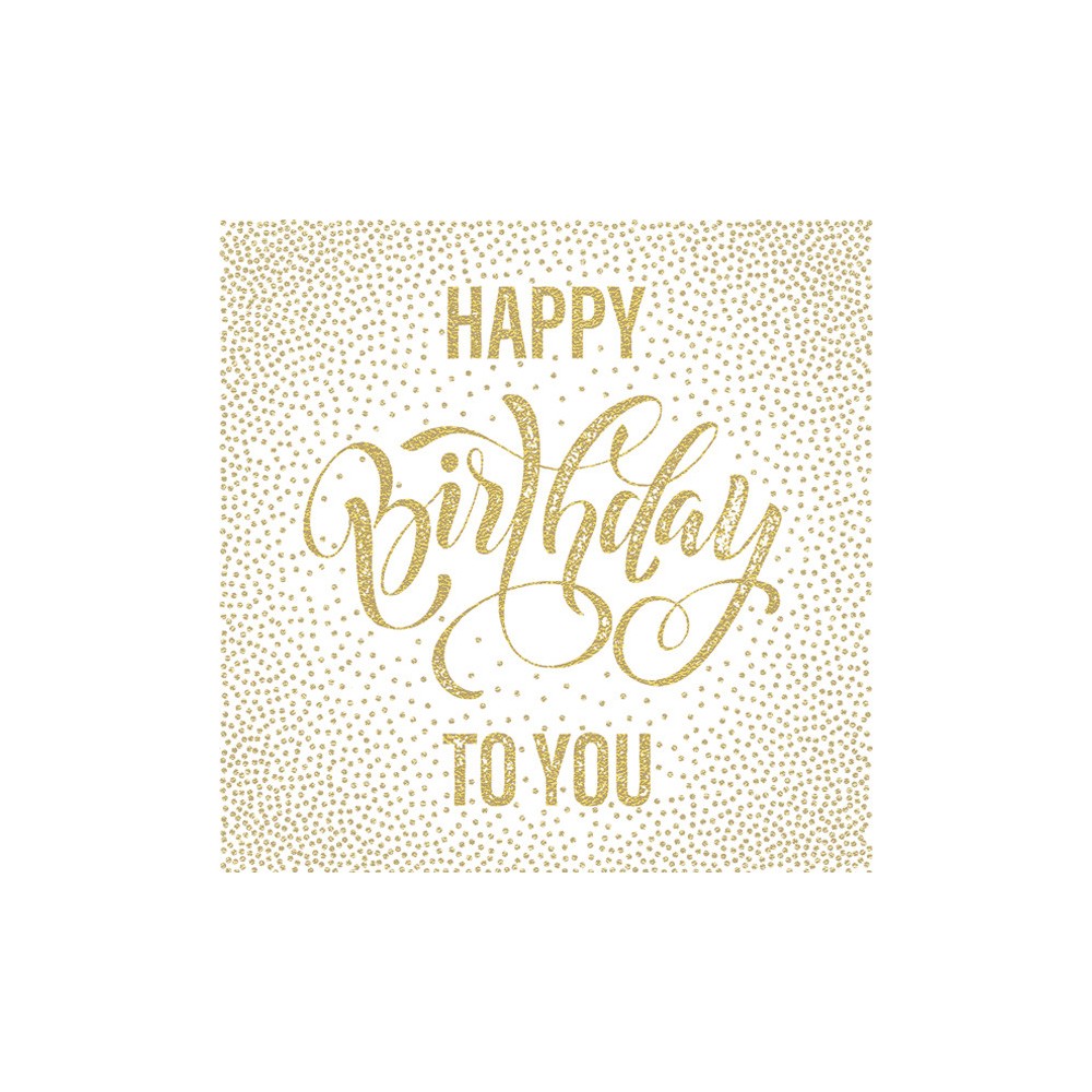 Happy Birthday Dotted Gold Happy Birthday napkin 20 pcs 33x33 cm