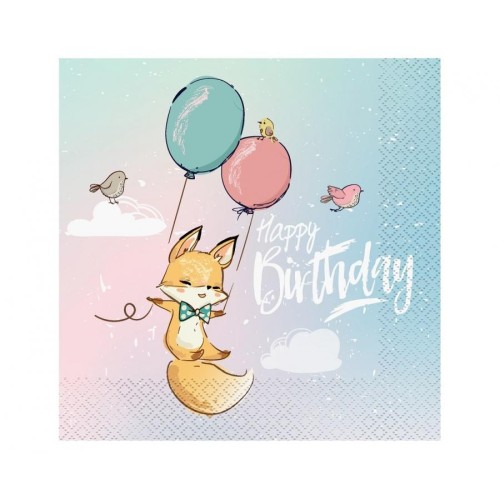 Happy Birthday Fox Happy Birthday Napkin 20 pcs 33x33 cm