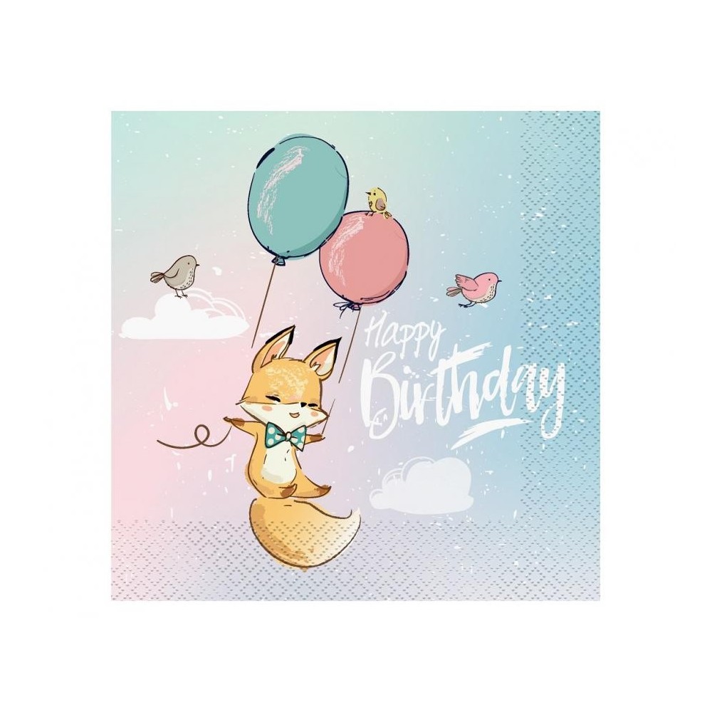 Happy Birthday Fox Happy Birthday Napkin 20 pcs 33x33 cm