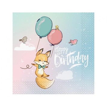 Happy Birthday Fox Happy Birthday Napkin 20 pcs 33x33 cm