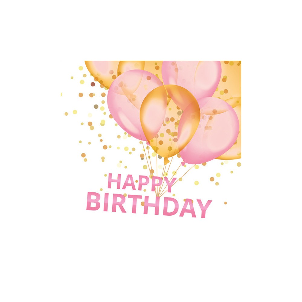 Happy Birthday Gold & Pink Balloons Happy Birthday napkin 20 pcs 33x33 cm
