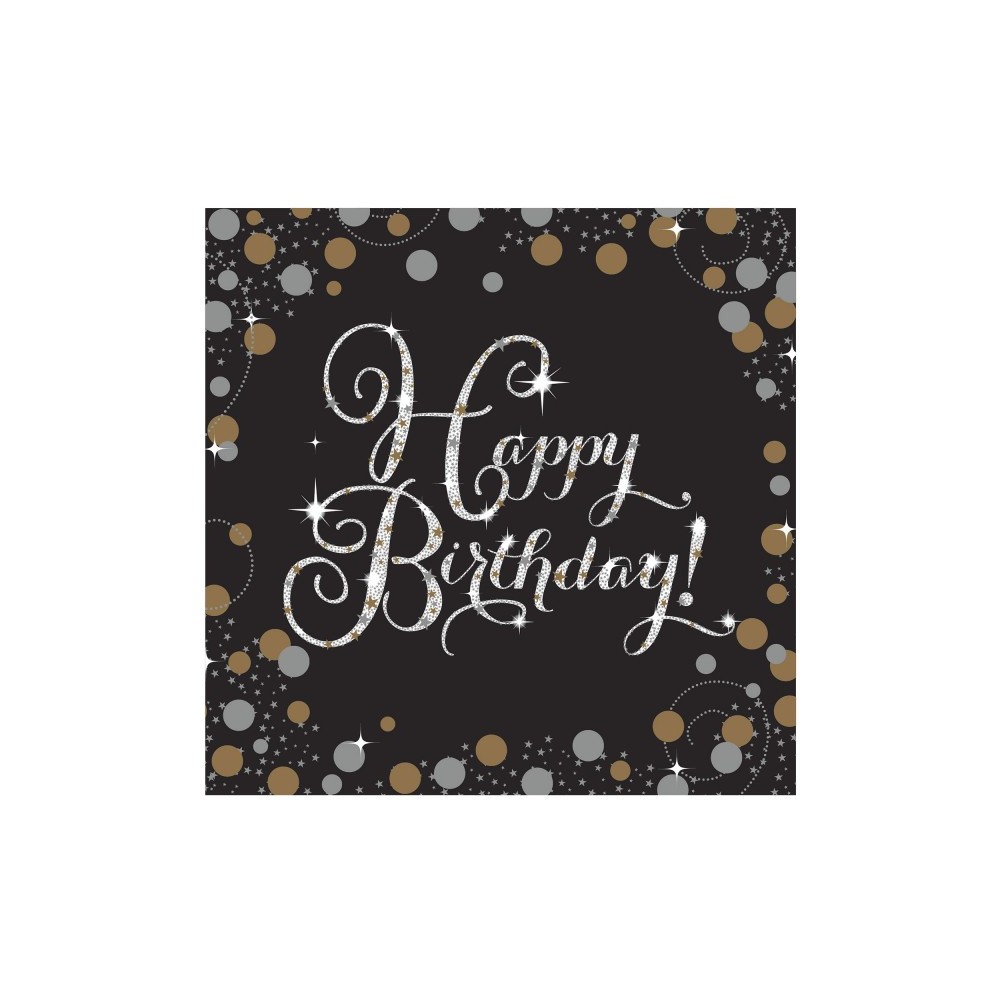Happy Birthday Gold Happy Birthday Napkins 16 pcs 33x33 cm