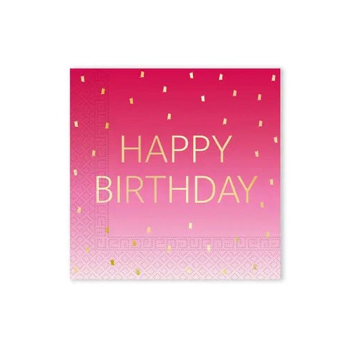 Happy Birthday Golden Pink Happy Birthday napkin 20 pcs 33x33 cm FSC