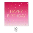 Happy Birthday Golden Pink Happy Birthday napkin 20 pcs 33x33 cm FSC