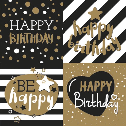 Happy Birthday Golden Happy Birthday decorative napkin 20 pcs 33x33 cm