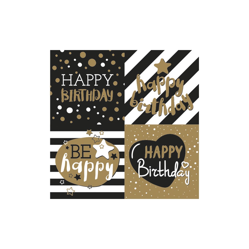 Happy Birthday Golden Happy Birthday decorative napkin 20 pcs 33x33 cm