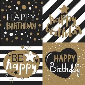 Happy Birthday Golden Happy Birthday decorative napkin 20 pcs 33x33 cm