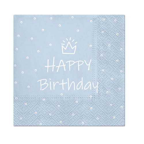Happy Birthday Light Blue Happy Birthday Blue Napkin 20 pcs 33x33 cm
