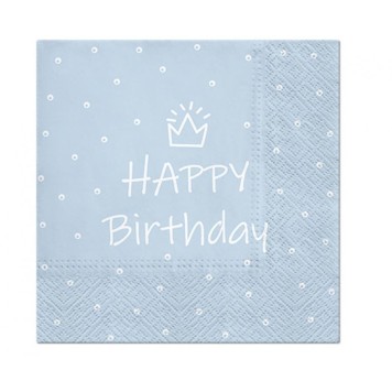 Happy Birthday Light Blue Happy Birthday Blue Napkin 20 pcs 33x33 cm