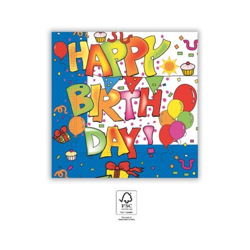 Happy Birthday Kokliko Happy Birthday napkin 20 pcs 33x33 cm FSC