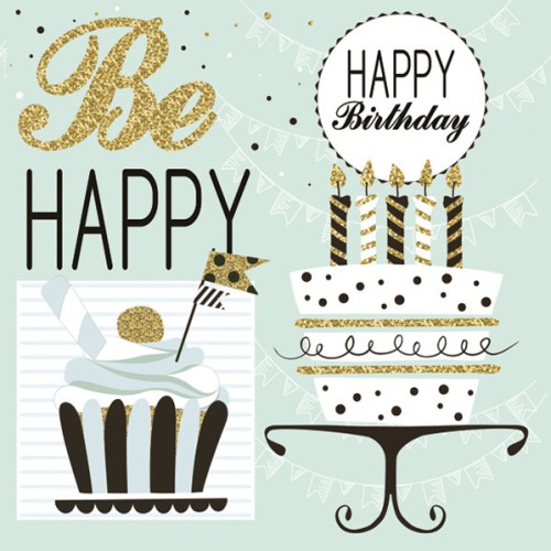 Happy Birthday Mint napkin 20 pcs 33x33 cm