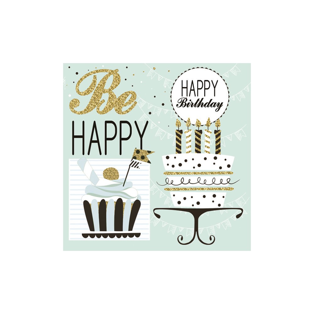 Happy Birthday Mint napkin 20 pcs 33x33 cm