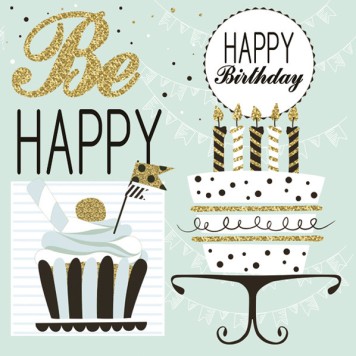 Happy Birthday Mint napkin 20 pcs 33x33 cm