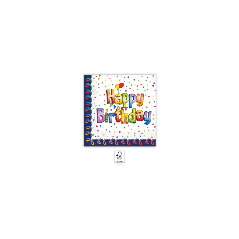 Happy Birthday Multicolor Happy Birthday napkin 20 pcs 33x33 cm FSC