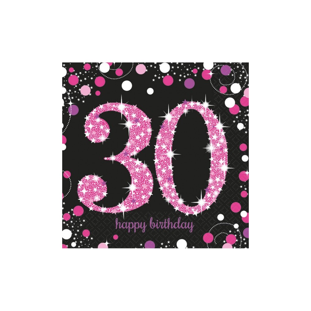 Happy Birthday Pink Happy Birthday 30 napkins 16 pcs 33x33 cm