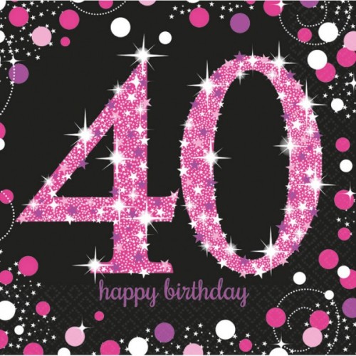 Happy Birthday Pink Happy Birthday 40 napkins 16 pcs 33x33 cm
