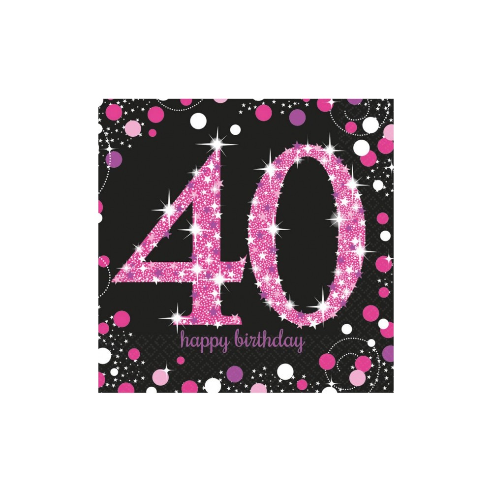 Happy Birthday Pink Happy Birthday 40 napkins 16 pcs 33x33 cm