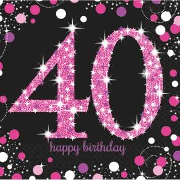 Happy Birthday Pink Happy Birthday 40 napkins 16 pcs 33x33 cm