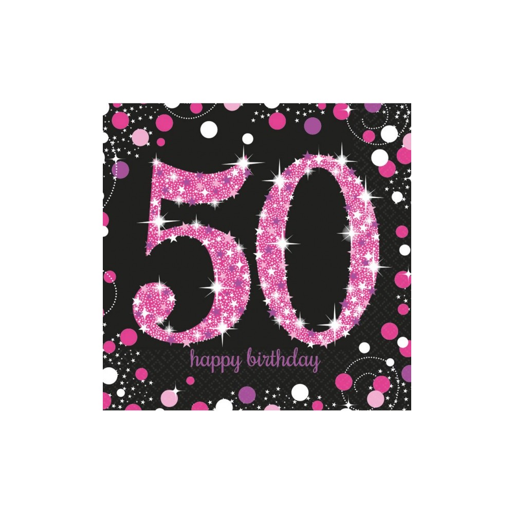 Happy Birthday Pink Happy Birthday 50 napkins 16 pcs 33x33 cm