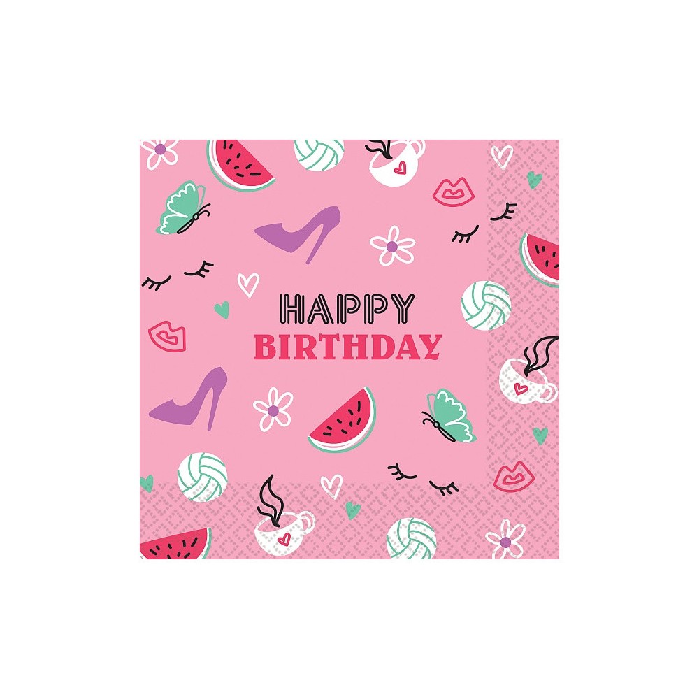 Happy Birthday Pink Happy Birthday napkin 16 pack 33x33 cm