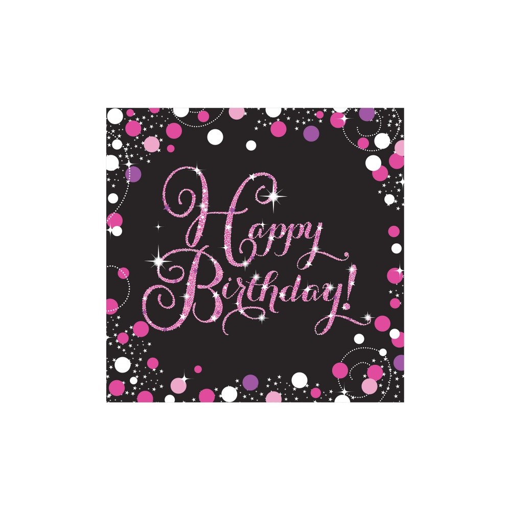 Happy Birthday Pink Happy Birthday napkin 16 pieces 33x33 cm
