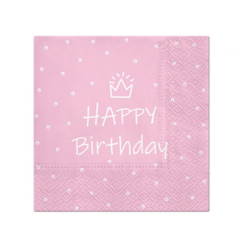 Happy Birthday Light Pink Happy Birthday Pink Napkin 20 pcs 33x33 cm