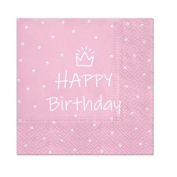 Happy Birthday Light Pink Happy Birthday Pink Napkin 20 pcs 33x33 cm