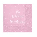 Happy Birthday Light Pink Happy Birthday Pink Napkin 20 pcs 33x33 cm