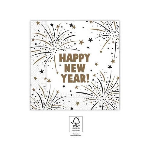 Happy New Year Flares Happy New Year napkin 20 pcs 33x33 cm FSC