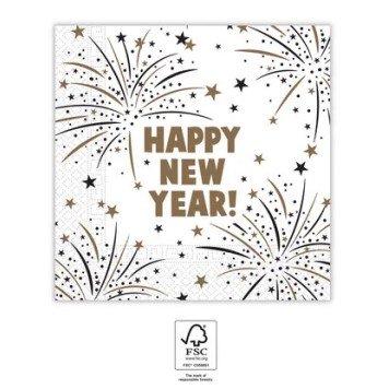 Happy New Year Flares Happy New Year napkin 20 pcs 33x33 cm FSC