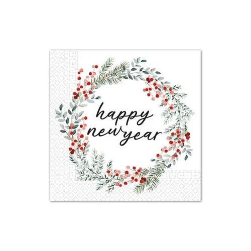 Happy New Year Wreath Happy New Year napkin 20 pcs 33x33 cm FSC