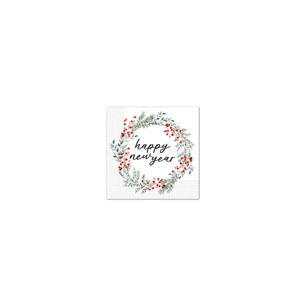 Happy New Year Wreath Happy New Year napkin 20 pcs 33x33 cm FSC