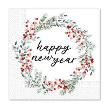 Happy New Year Wreath Happy New Year napkin 20 pcs 33x33 cm FSC