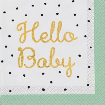 Baby Gold Hello napkin 16 pcs 33x33 cm
