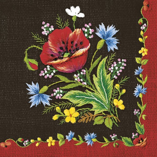 Colour Embroidery Folk Embroidery napkin 20 pcs 33x33 cm