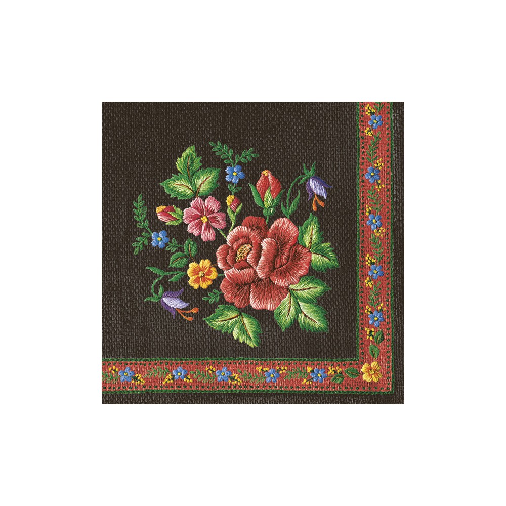 Colour Roses Mountain Black Embroidery napkin 20 pcs 33x33 cm