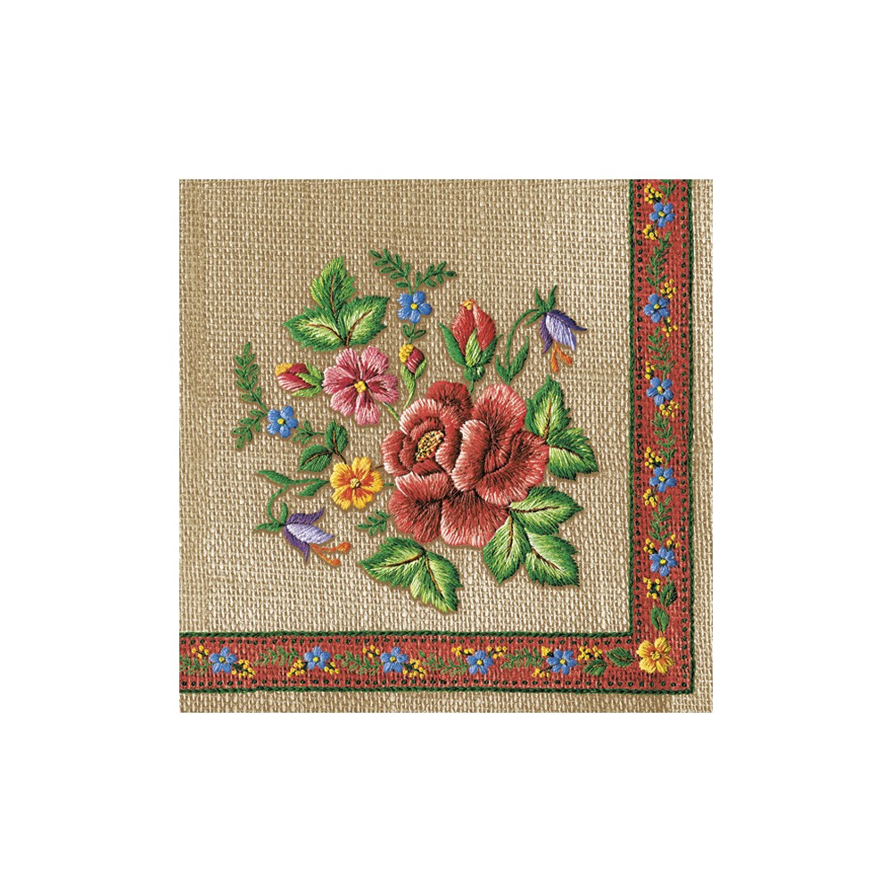 Colour Roses Mountain Embroidered Napkin 20 pcs 33x33 cm