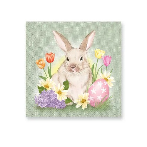 Easter Bunny and Flowers napkin pack of 20 33x33 cm