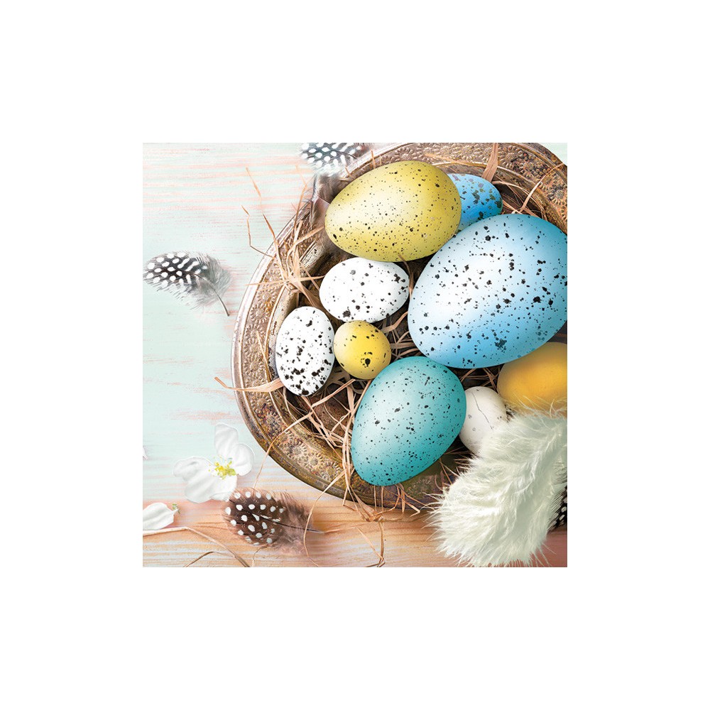 Easter Eggs with Feathers napkin, pack of 20, 25x25 cm