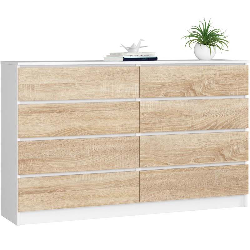 KOMODA K160 8SZ CLP BIAŁA / DĄB SONOMA KOMODA K160 8SZ CLP BIAŁA / DĄB SONOMA